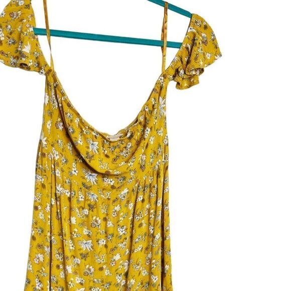 Mossimo Floral Off The Shoulder Mini Dress Yellow & White Size Medium - Picture 3 of 6